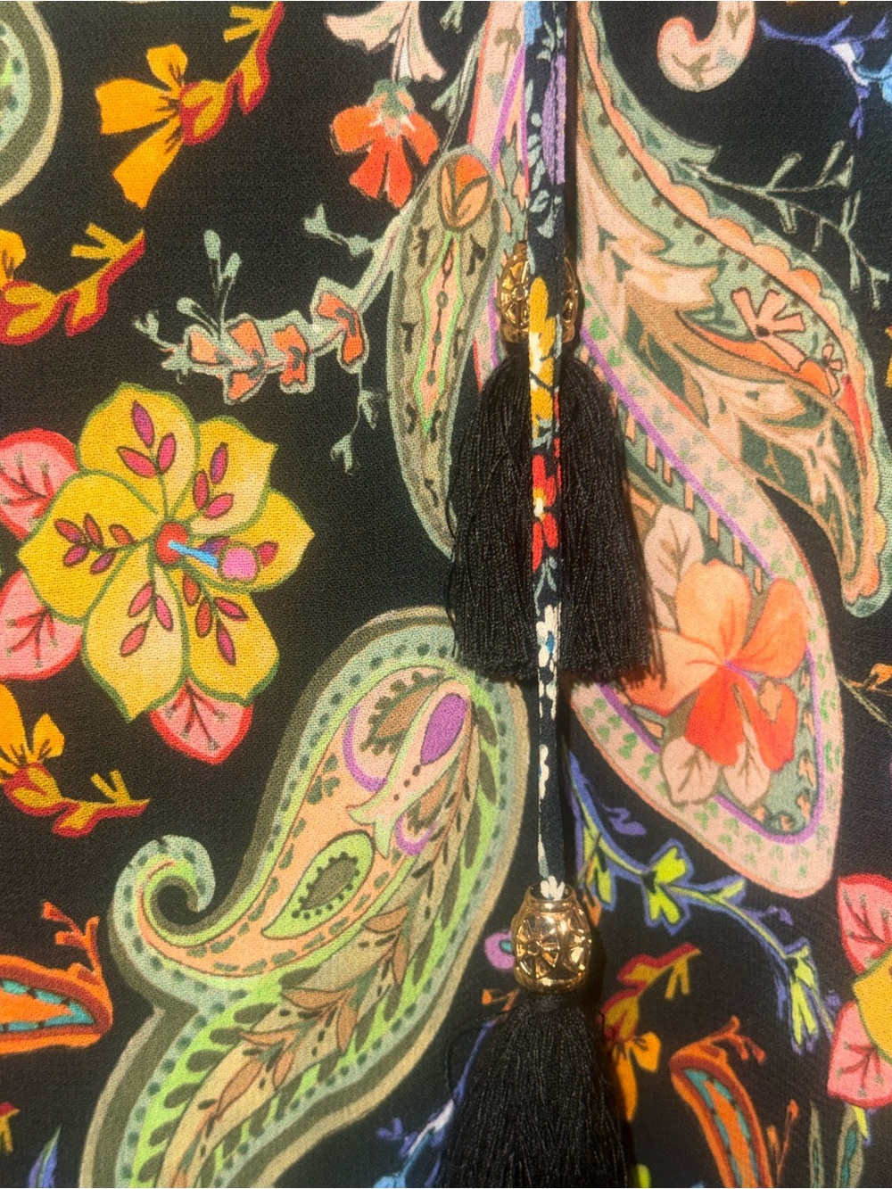 Johnny Was Jade Adela Paisley Peasant Blouse Black XL L184217 - Picture 10 of 11